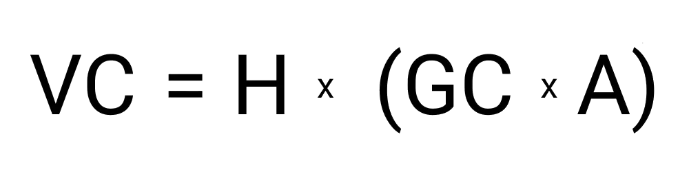 An image showing the formula for finding a person's vital capacity.